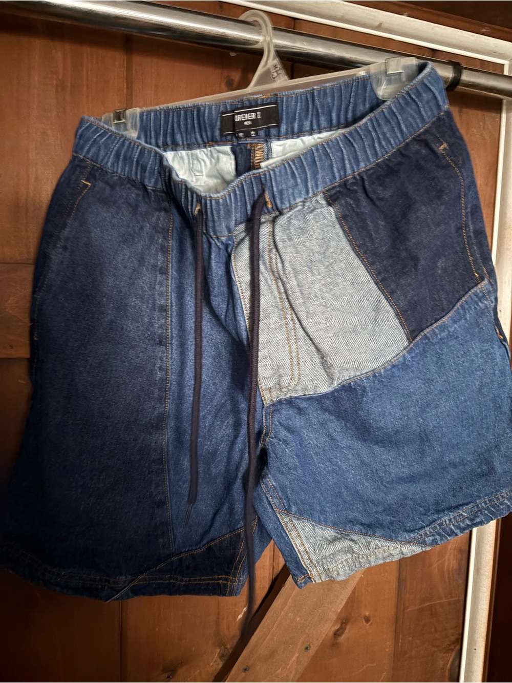 Forever 21 Men's Patchwork Denim Shorts - Blue